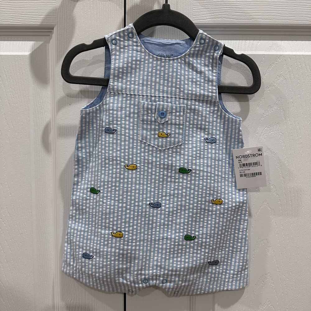 Little Me 6m whale romper shortall NWT